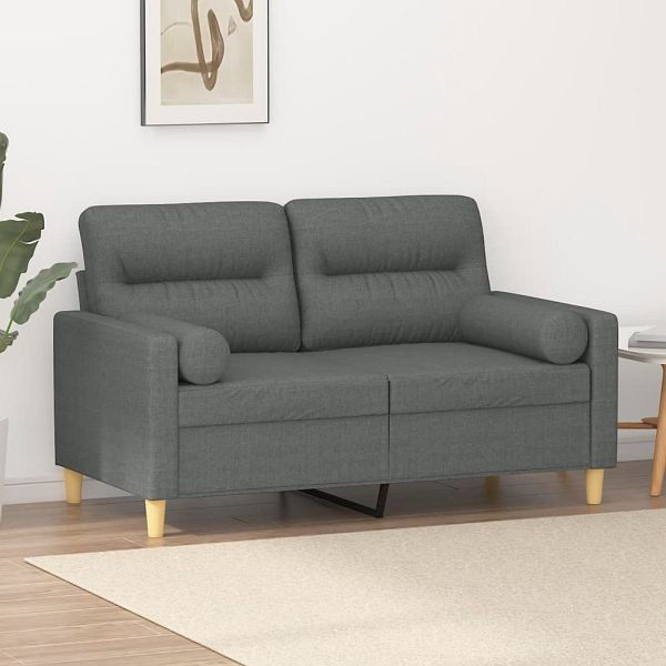 vidaXL 2-Sitzer-Sofa mit Zierkissen Dunkelgrau 120 cm Stoff, 3200814