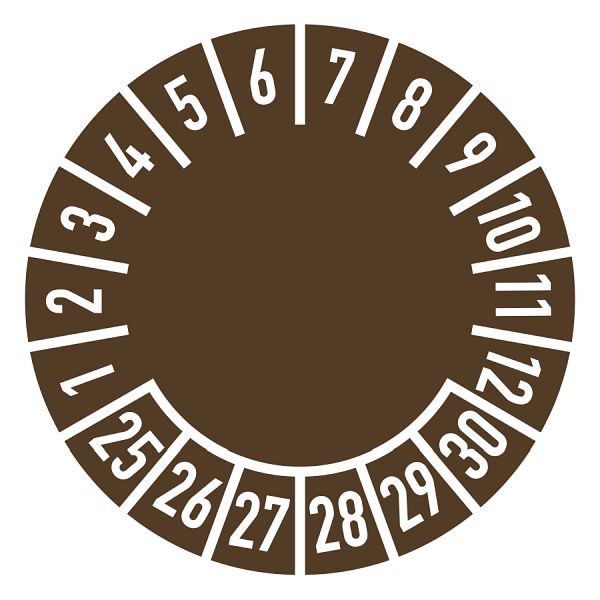 Moedel Prüfplakette Standard 2025 - 2030, Folie, Ø 30 mm, VE: 500 Stück/Rolle, 106305