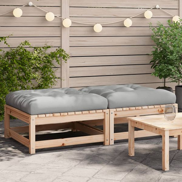 vidaXL Gartenhocker mit Kissen 2 Stück Massivholz Kiefer, 838102