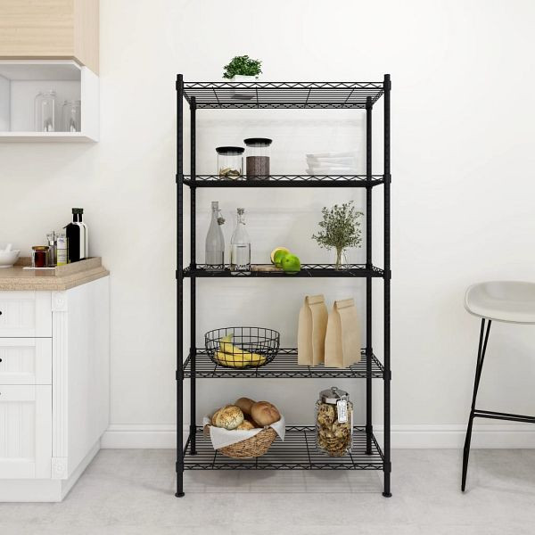 vidaXL Lagerregal mit 5 Böden 90x35x180 cm Schwarz 250 kg, 324624