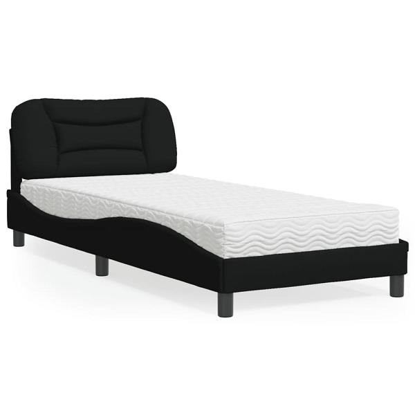 vidaXL Bett mit Matratze Schwarz 80x200 cm Stoff, 3208494