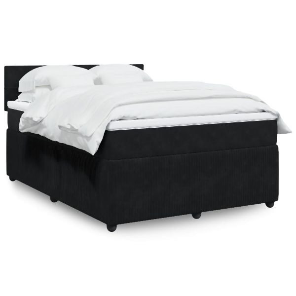vidaXL Boxspringbett mit Matratze Schwarz 140x190 cm Samt, 3290036