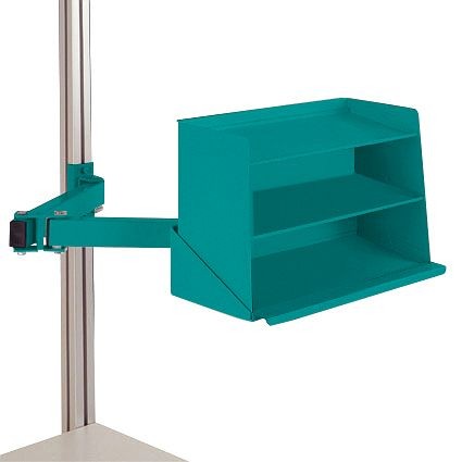 Manuflex Sichtboxen-Regal-Halter-Element für CANTOLAB und ALU mit Doppelgelenk, BxTxH= 435 x 165 x 120 mm, Wasserblau, ZB8248.5021