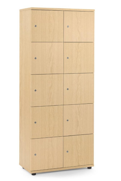 Deskin Schließfachschrank OFFICE-LINE mit 10 Fächern, Korpus und Türen Dekor Buche, H 1890 x B 800 x T 420 mm, Zylinderschlösser, 290072