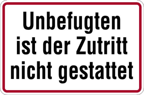 Schilder Klar Grundstücksbeschilderung Zutritt nicht gestattet, 300x200x0.45 mm Aluminium geprägt, 441/00