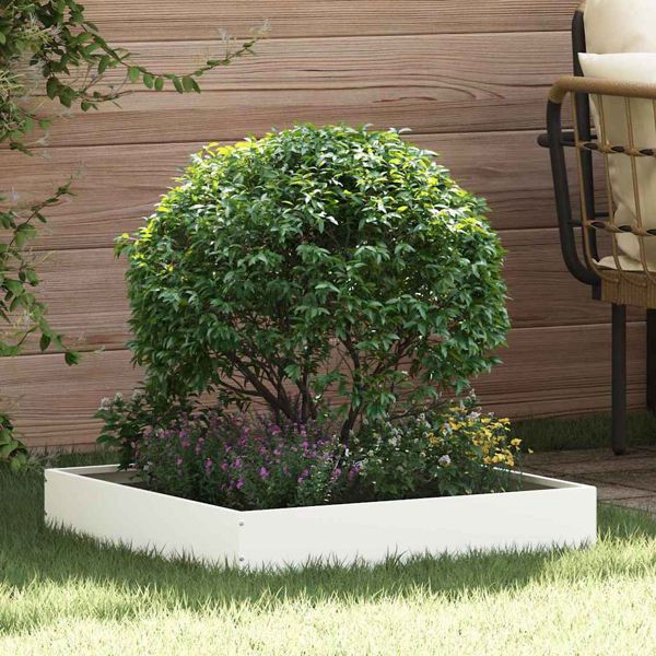 vidaXL Raseneinfassung 6 pcs Weiß 60 x 60 x 13 cm Stahl, 874733