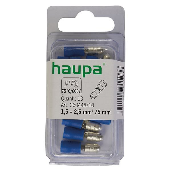 Haupa Rundstecker blau isoliert 1,5-2,5/5 mm, SmallPack, VE: 10 Stück, 260448/10