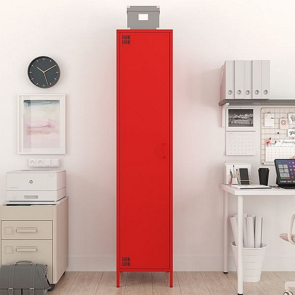 Mades Metall Möbel Pera11, Kleiderschrank 1 Tür - 41,5 x 40 x 189,5 cm Rot, 152.68.10.110.05