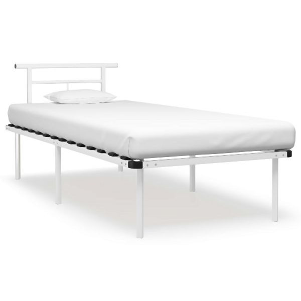 vidaXL Bettgestell Weiß Metall 90x200 cm, elegant, 324821