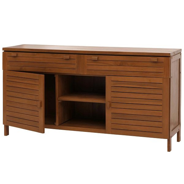 Mendler Teak-Waschbeckenunterschrank HWC-M87, Waschtisch Schrank, hochwertiges B-Grade-Teak (Kernholz, 20-30 Jahre), 80x150x40cm, 106760+106761