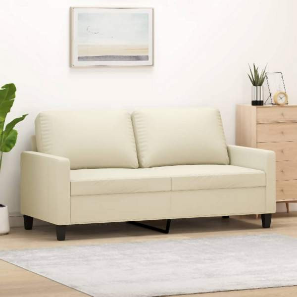 vidaXL 2-Sitzer-Sofa Creme 140 cm Kunstleder, Füllung: Schaumstoff, 359138