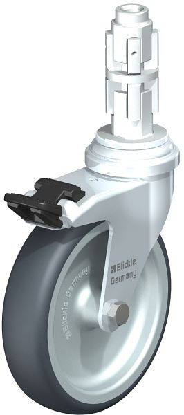 Blickle LRA-TPA 100G-FI-E03 Apparate-Lenkrolle mit Expander & Feststeller, Thermoplastisches Gummi-Elastomer, Grau, 641647