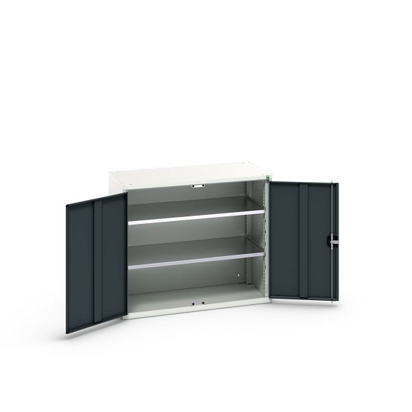 bott verso Flügeltürschrank, mit 2 Fachböden, BxTxH: 1050 x 550 x 900 mm, Lichtgrau / Anthrazitgrau, 16926247.19