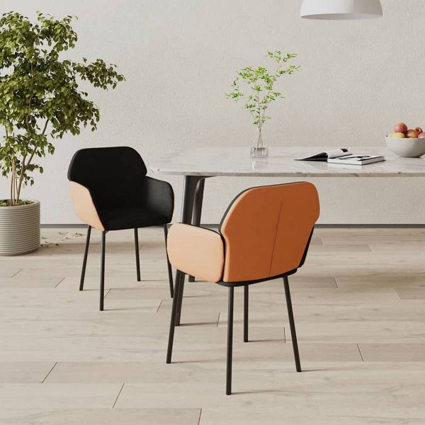 vidaXL Esszimmerstühle 2 Stück Schwarz Stoff und Kunstleder, 344754
