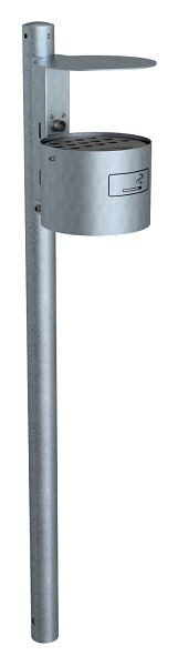 Schake Rundascher mit Dach zur Wand- + Pfostenbefestigung, feuerverzinkt, mit Standpfosten Ø60x1300mm, 4167