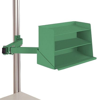 Manuflex Sichtboxen-Regal-Halter-Element für CANTOLAB und ALU mit Doppelgelenk, BxTxH= 435 x 165 x 120 mm, Resedagrün, ZB8248.6011