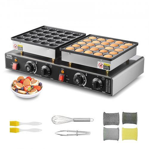 VEVOR 50-tlg. Mini-Pfannkuchen-Maker, Edelstahl, 1800 W, Poffertjes-Grillpfanne, duale Temperatur- und Zeitregelung, SBJNP-543-50X0001002V2
