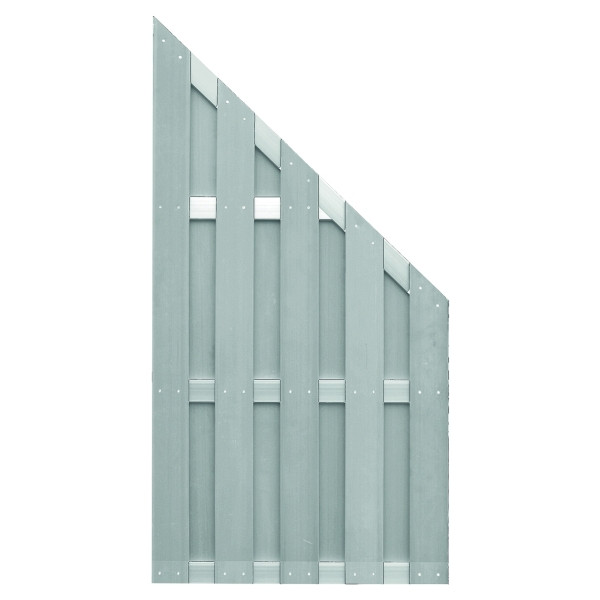 T&J JINAN-Serie ECKE grau, 90 x 180/90 cm, WPC-Bretterzaun, Querriegel ALU anodisiert, 44738