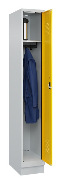 C+P Spind Evolo PLUS, mit Sockel, 1 Abteil, 1950x300x500mm, 7035/1023, Verschluss Zylinderschloss, Ablageböden 1, 049020-10 S10028