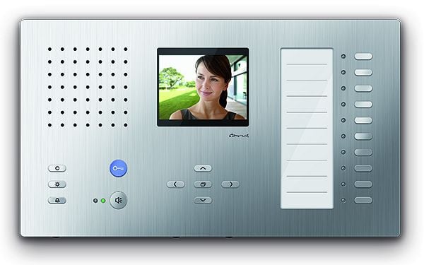 TCS Video Innenstation zum Freisprechen Serie Carus ADAPTO + 10 Tasten, Aufputzmontage silber, CAI2200-0150