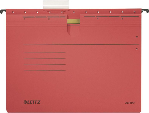 LEITZ 1984 Hängehefter ALPHA®, kfm. Heftung, Pendarec-Karton, 5 Stück, rot, 1984-30-25