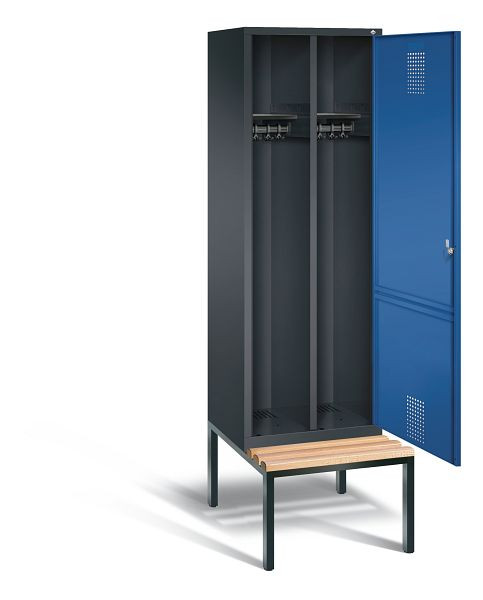 C+P Schwarz-Weiss-Spind Evolo, H2090xB610xT500mm, Farbe: Schwarzgrau / Enzianblau, 48250-20 S10028