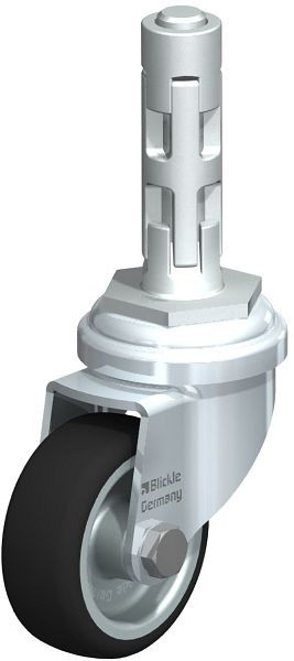 Blickle LRA-PATH 50G-E01 Apparate-Lenkrolle mit Expander, Thermoplastisches Polyurethan, Grau, 848522
