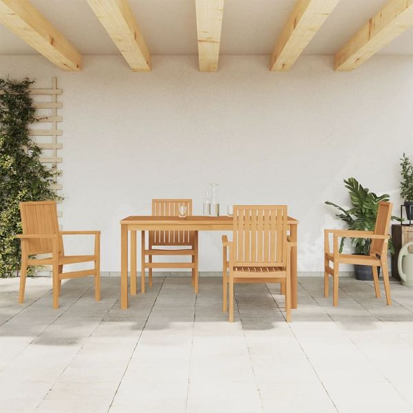 vidaXL 5-tlg. Garten-Essgruppe Massivholz Teak, 3157915