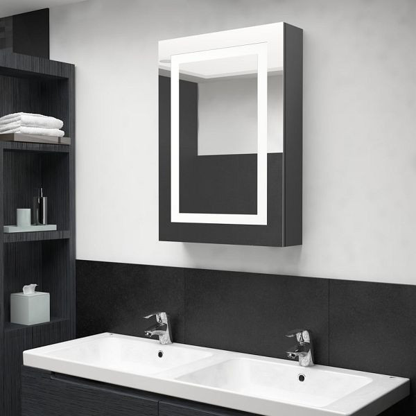 vidaXL LED-Spiegelschrank fürs Bad Grau 50x13x70 cm, 326490