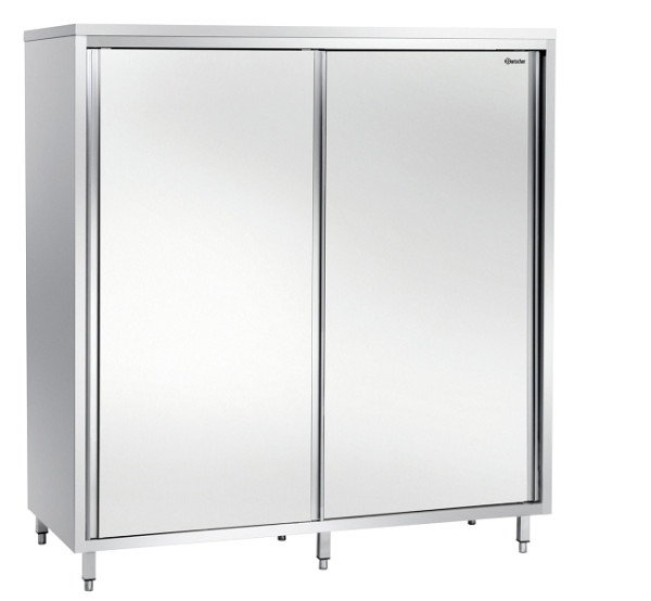 Bartscher Hochschrank 700, B1400, 2 Schiebetüren, Chromnickelstahl, 399140