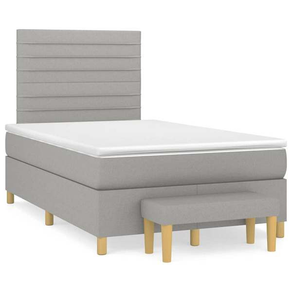 vidaXL Boxspringbett mit Matratze Hellgrau 120x190 cm Stoff, 3270411