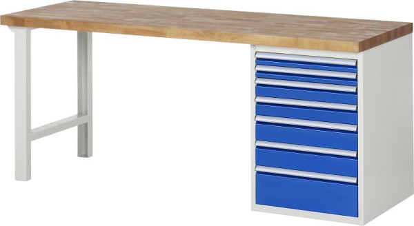 RAU Werkbank Serie 7000 - Modell 7517-1, B2000 x T700 x H840 mm, Systemunterbau B2000 x T650 x H800 mm, 03-7517A1-207B4S.11
