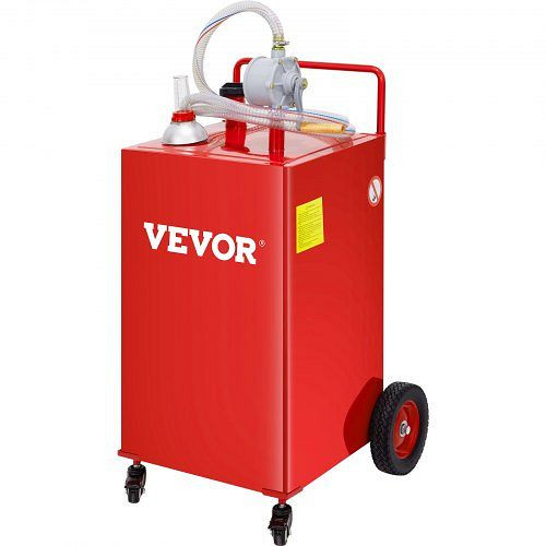 VEVOR Fuel Caddy Kraftstoffspeichertank 30 Gallonen 4 Räder mit manueller Pumpe, Rot, SYJYCHSGJL43081RPV0