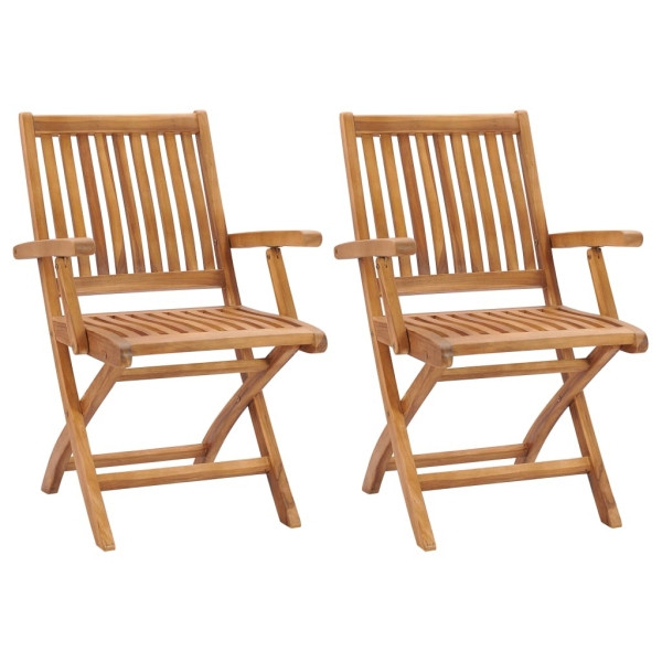 vidaXL Klappbare Gartenstühle 2 Stück Massivholz Teak, 315104