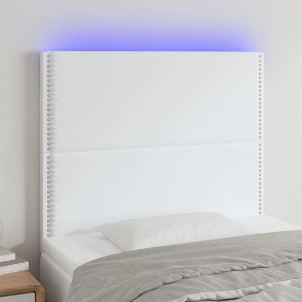 vidaXL LED Kopfteil Weiß 100x5x118/128 cm Kunstleder, 3122369
