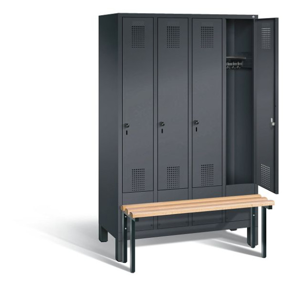 C+P Garderobenschrank Evolo, H1850xB1190xT815mm, Farbe: Schwarzgrau, 48030-40 S10226