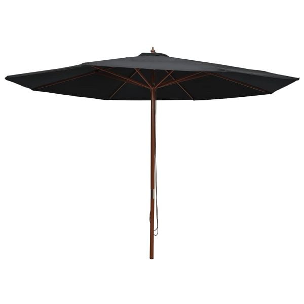 vidaXL Sonnenschirm mit Holzmast 350 cm Schwarz, 47138