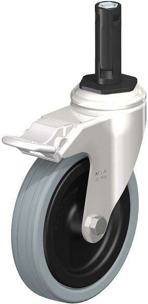 Blickle LKRXA-VPA 125G-11-FI-EXR12 Edelstahl-Apparate-Lenkrolle mit Expander & Feststeller, Vollgummi, Grau, 853274