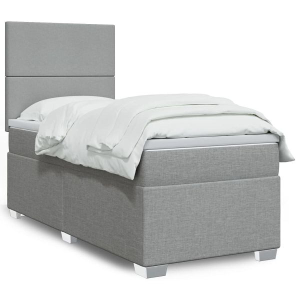 vidaXL Boxspringbett mit Matratze Hellgrau 80x200 cm Stoff, 3290308