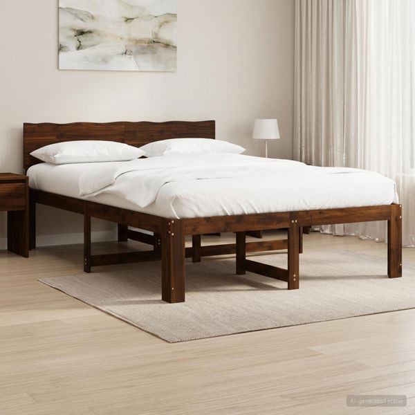 vidaXL Doppelbettgestell mit Kopfteil ROSTOCK Dunkelbraun 140 x 200 cm, 903464