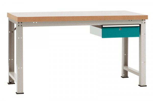 Manuflex Komplett-Werkbank Grund PROFI Standard mit Multiplex-Platte, BxTxH = 1500 x 700 x 840 mm, Wasserblau, WP5404.5021