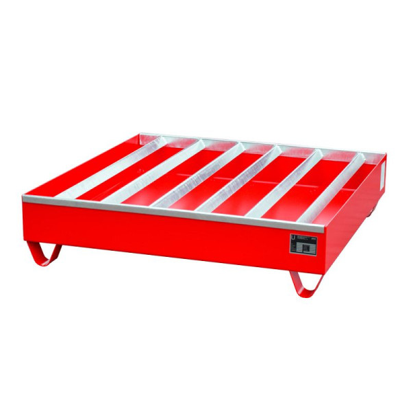 STEIN HGS Profilwanne PW, 3mm Stahlblech, für 200l-Fässer, 230 Liter, RAL 3000 feuerrot, Gesamthöhe 285 mm, lackiert, 4 x 200 Liter Fass, 79215.0008