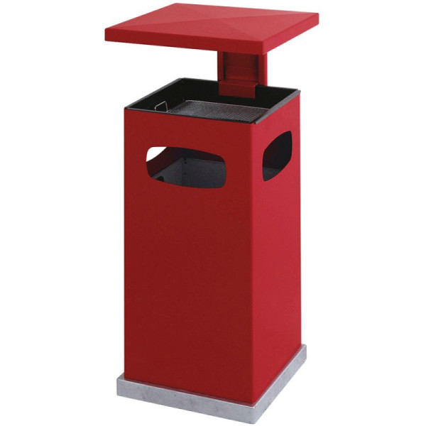 STEIN HGS Ascher-Papierkorb mit abnehmbarem Dach, rot, 70 Liter, 83749.0004