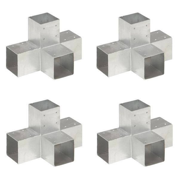 vidaXL Pfostenverbinder 4 Stück X-Form Verzinktes Metall 91 x 91 mm, 145476