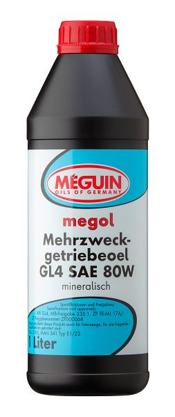 Meguin megol MehrzweckGetriebeöl GL4 SAE 80W, Kanister Kunststoff, VE: 1 Liter, 8609