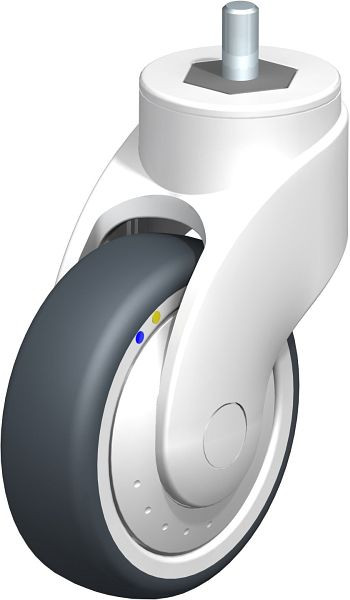 Blickle LWKXE-TPA 101XK-ELS-FK-GSX10 Kunststoff-Lenkrolle WAVE, rostfrei, mit Gewindestift, Thermoplastisches Gummi-Elastomer, Grau, 752299