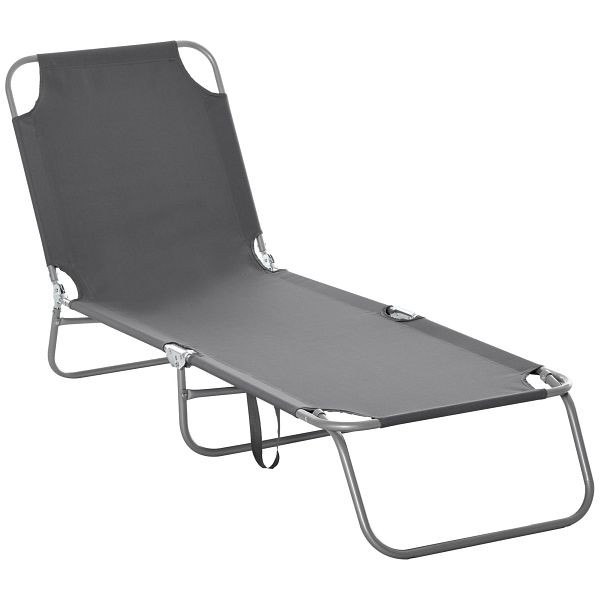 Outsunny Sonnenliege, klappbar, verstellbare Rückenlehne, rostfreier Metallrahmen, 187 x 55 x 24, Grau, 84B-129GY