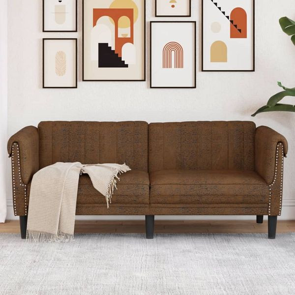 vidaXL 2-Sitzer Sofa Braun Kunstleder Wildleder-Optik, 372584
