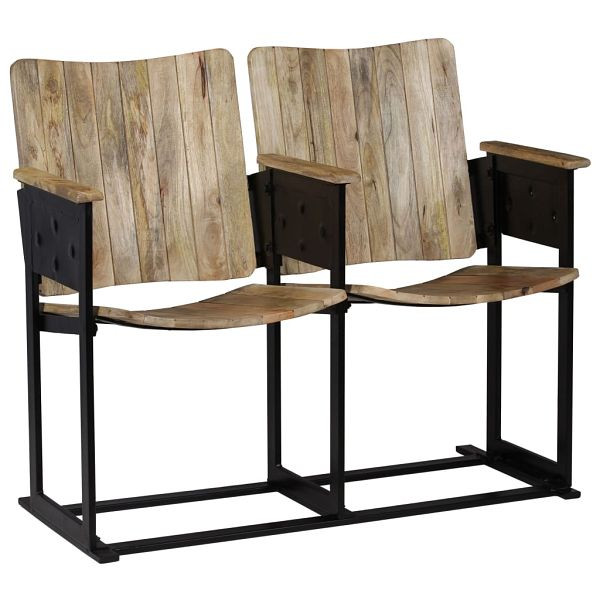 vidaXL 2-Sitzer-Bank Massivholz Mango und Stahl, 244954