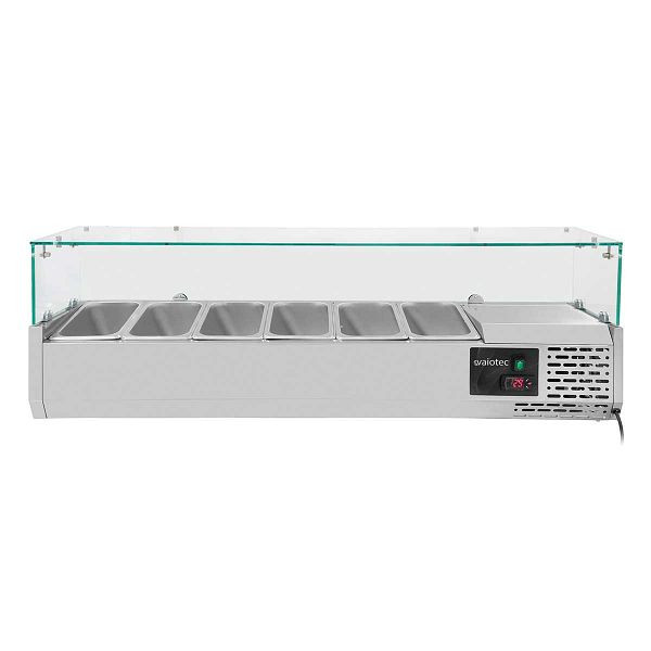 Vaiotec EASYLINE Kühlaufsatz 330 mit Glasabdeckung 6xGN1/4 - 1400, 140x33,5x43,5 cm, 10028